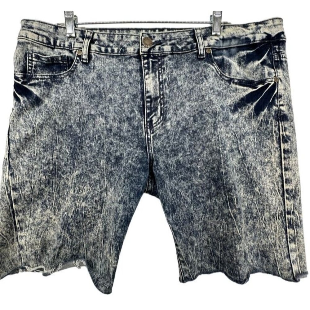 Vintage VIP Womens Shorts Sz 19/20 Acid-Washed Denim 90s CutOff Raw-Edge Stretch